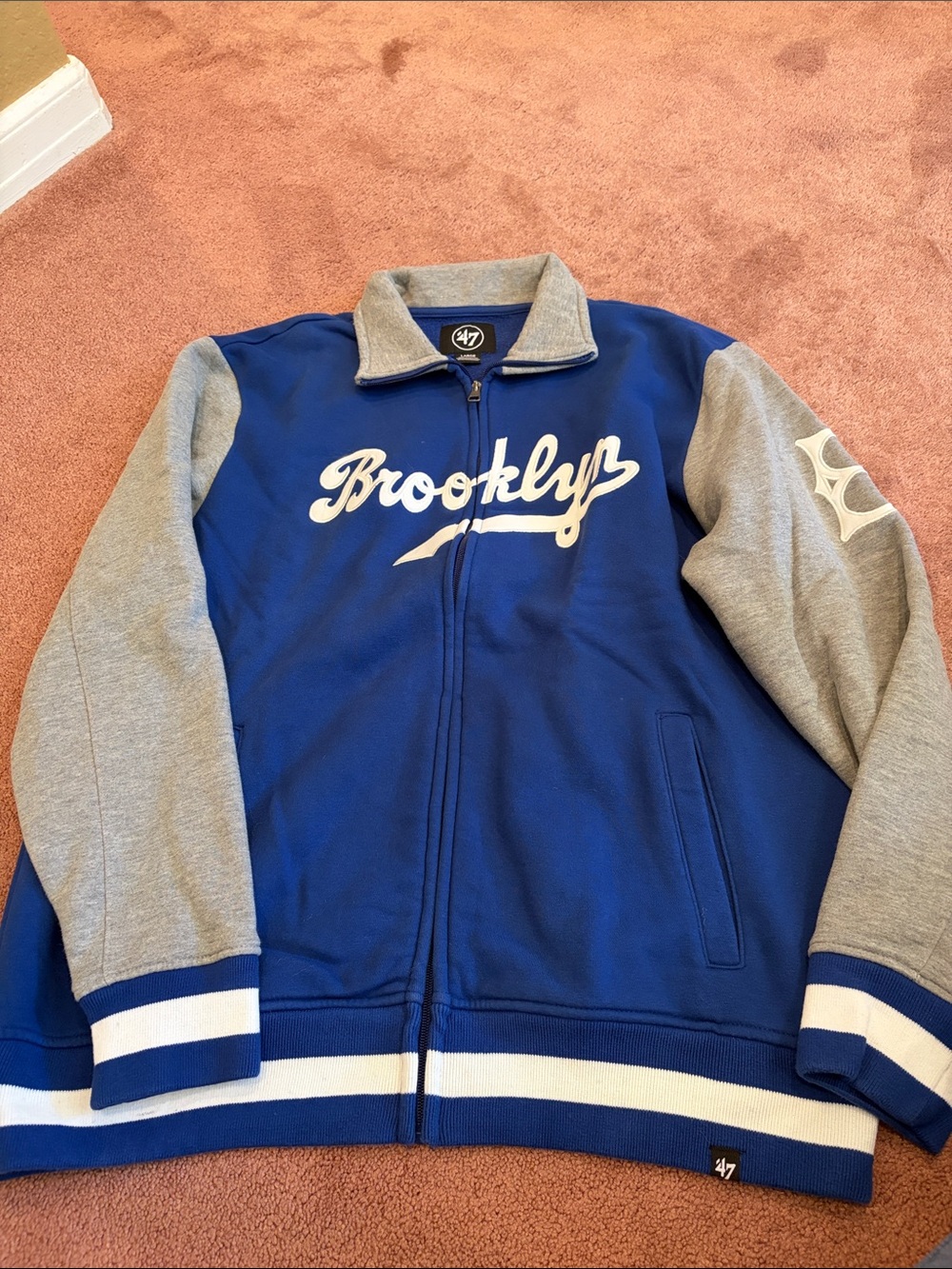 47 Brand Brooklyn Script Jacket in Blue and Gray Dodgers sz L Mens